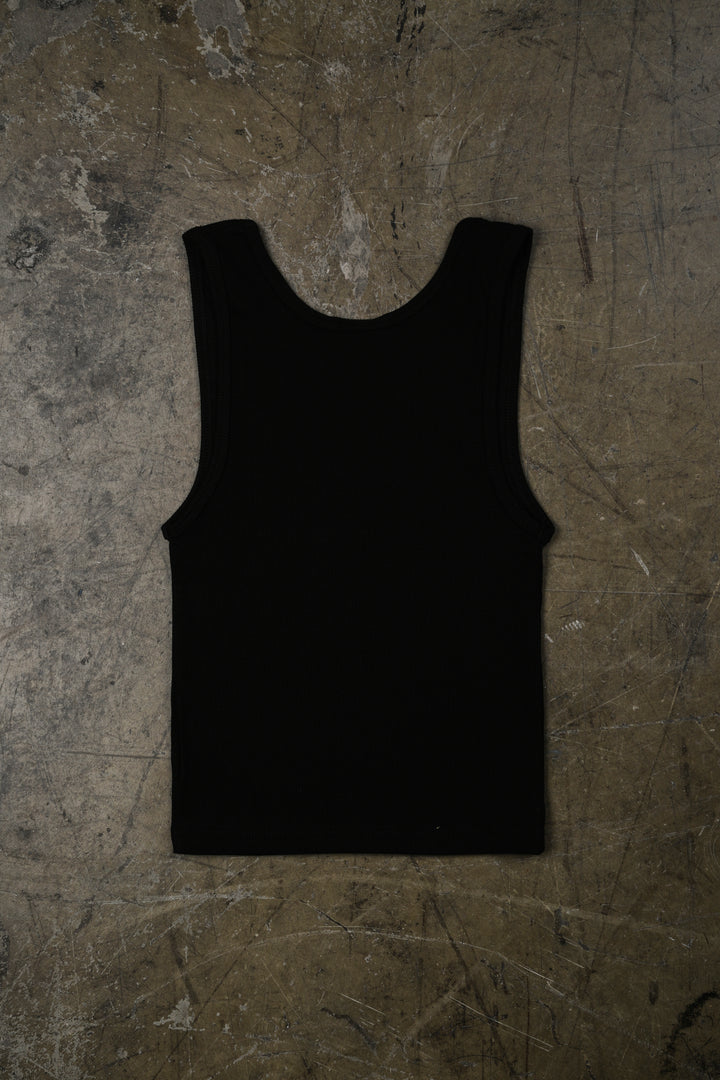 Fighters Forever Cropped Ribbed Tank in Black