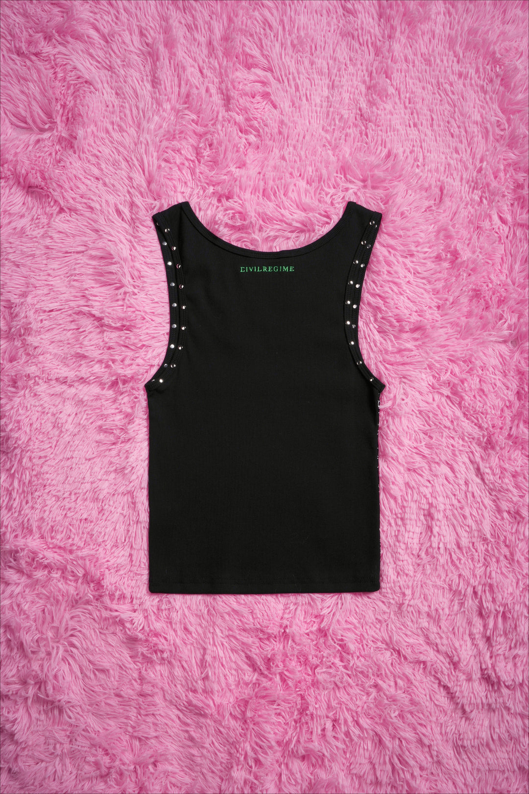 Night Realm Cropped Ribbed Tank in Black