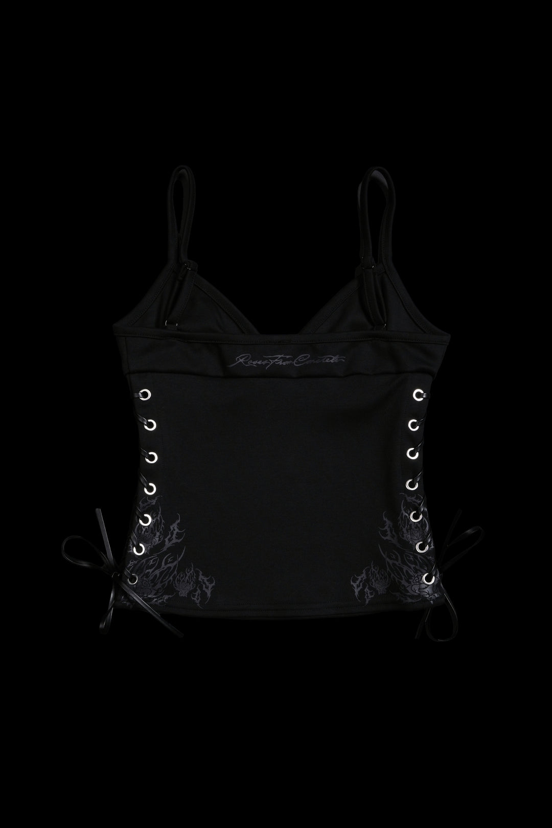 Rose Amore Laced Up Rose Tank in Black
