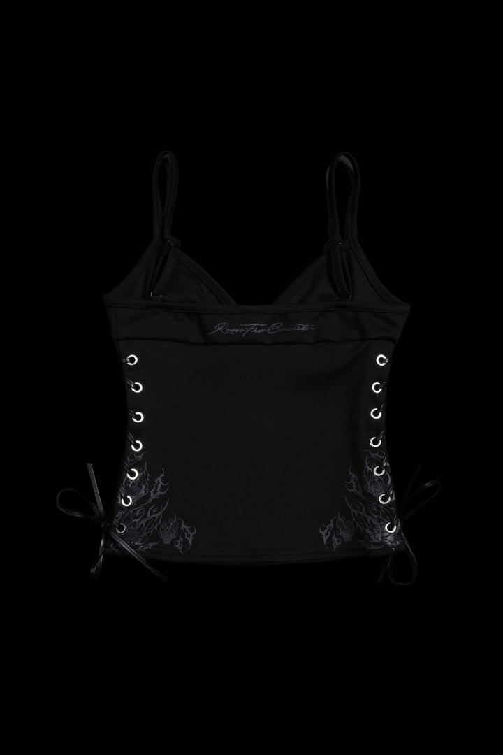 Rose Amore Laced Up Rose Tank in Black
