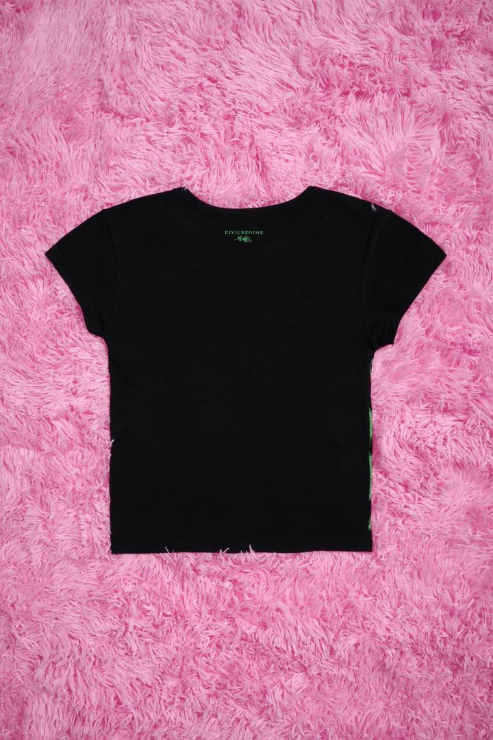 Corrupted Baby Tee in Black