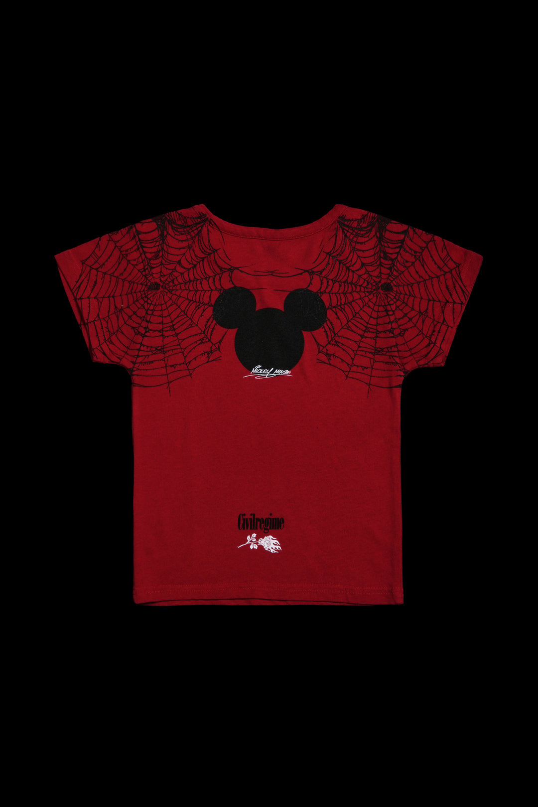 Cobweb Mickey Baby Tee in Red
