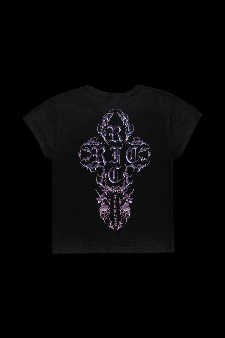 Pink Chrome Baby Tee in Vintage Black