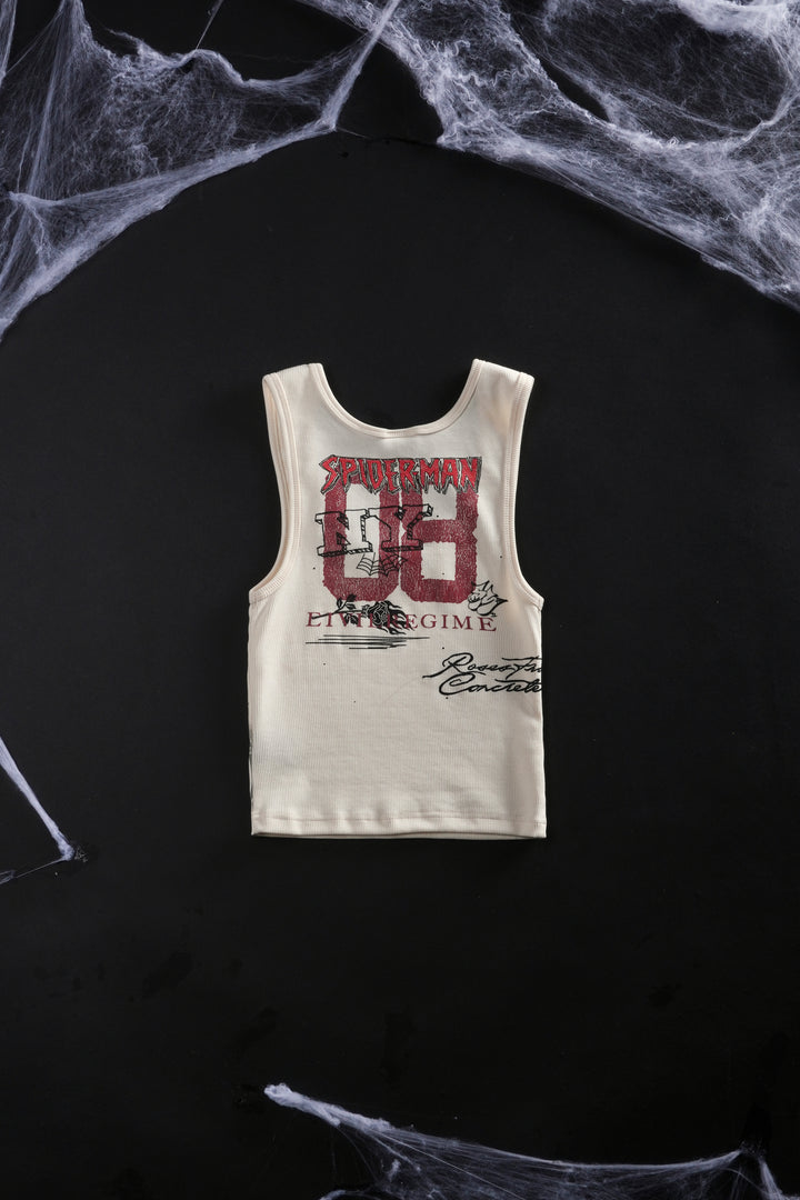 Web Academy Cropped Ribbed Tank in Butter