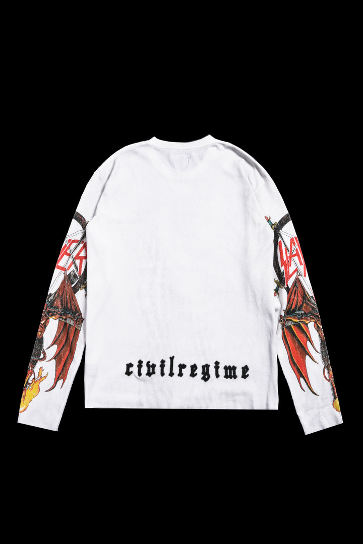 Sacrifice All Raw Edge L/S Waffle Thermal in Stained White