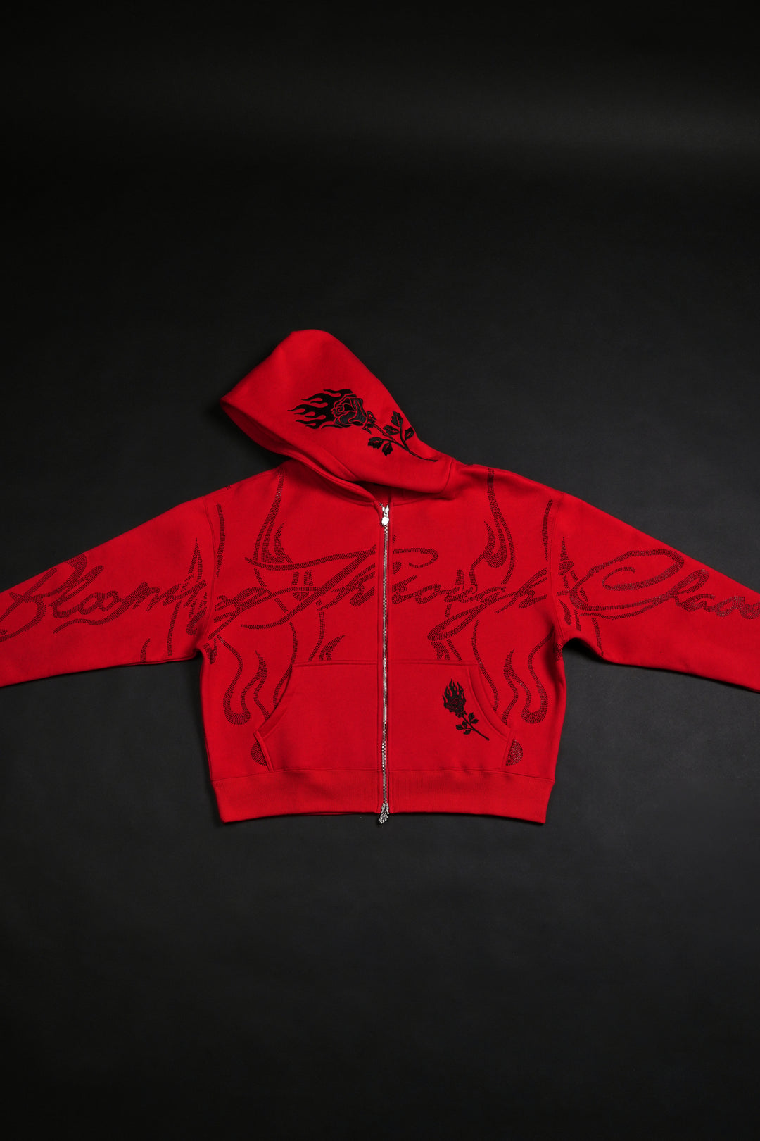 Trail Of Ashes Zip Up Hoodie in Cherry Red