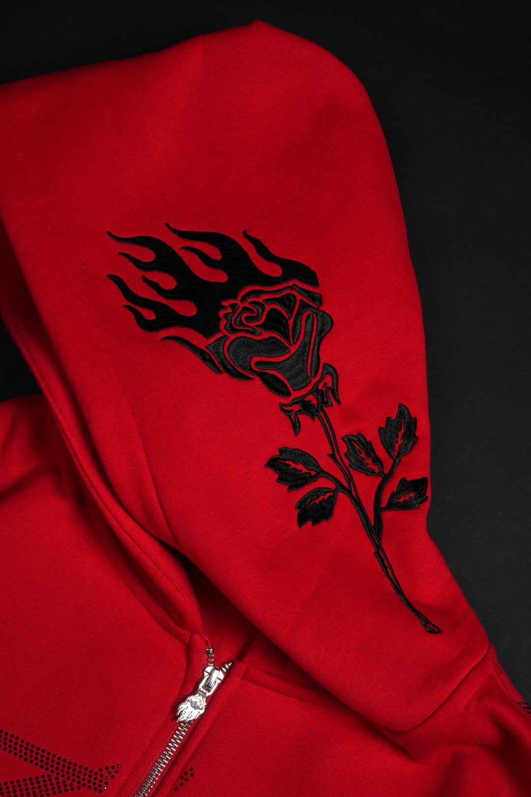 Trail Of Ashes Zip Up Hoodie in Cherry Red