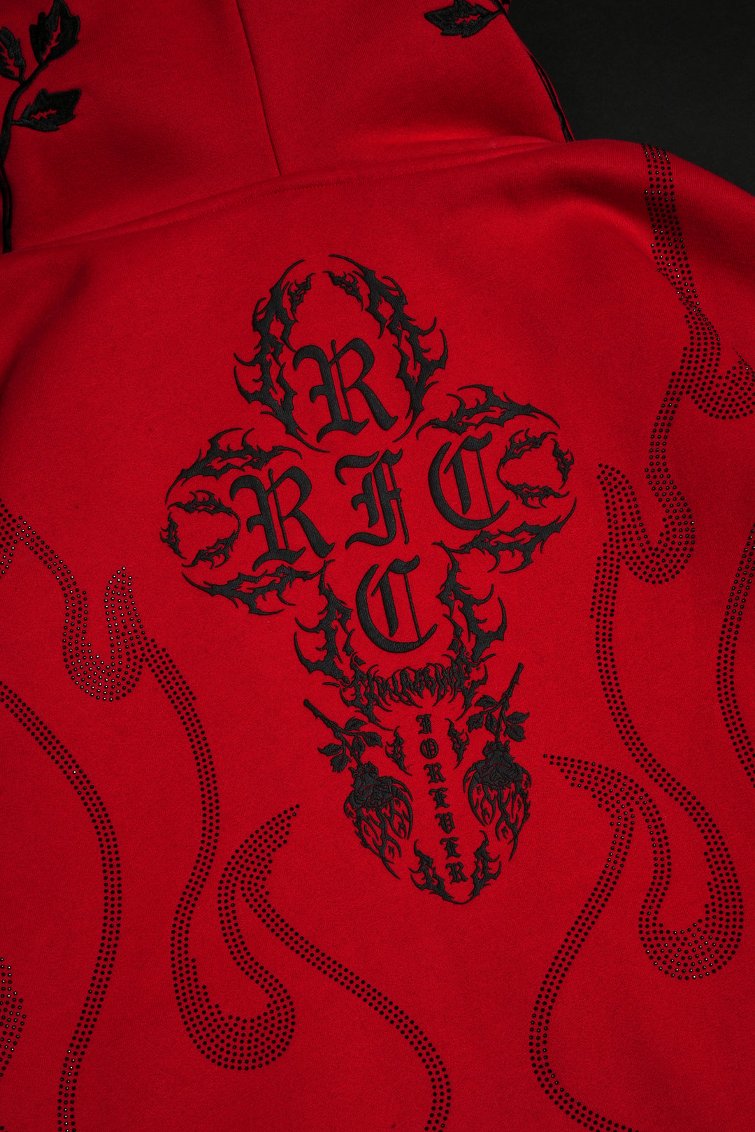 Trail Of Ashes Zip Up Hoodie in Cherry Red