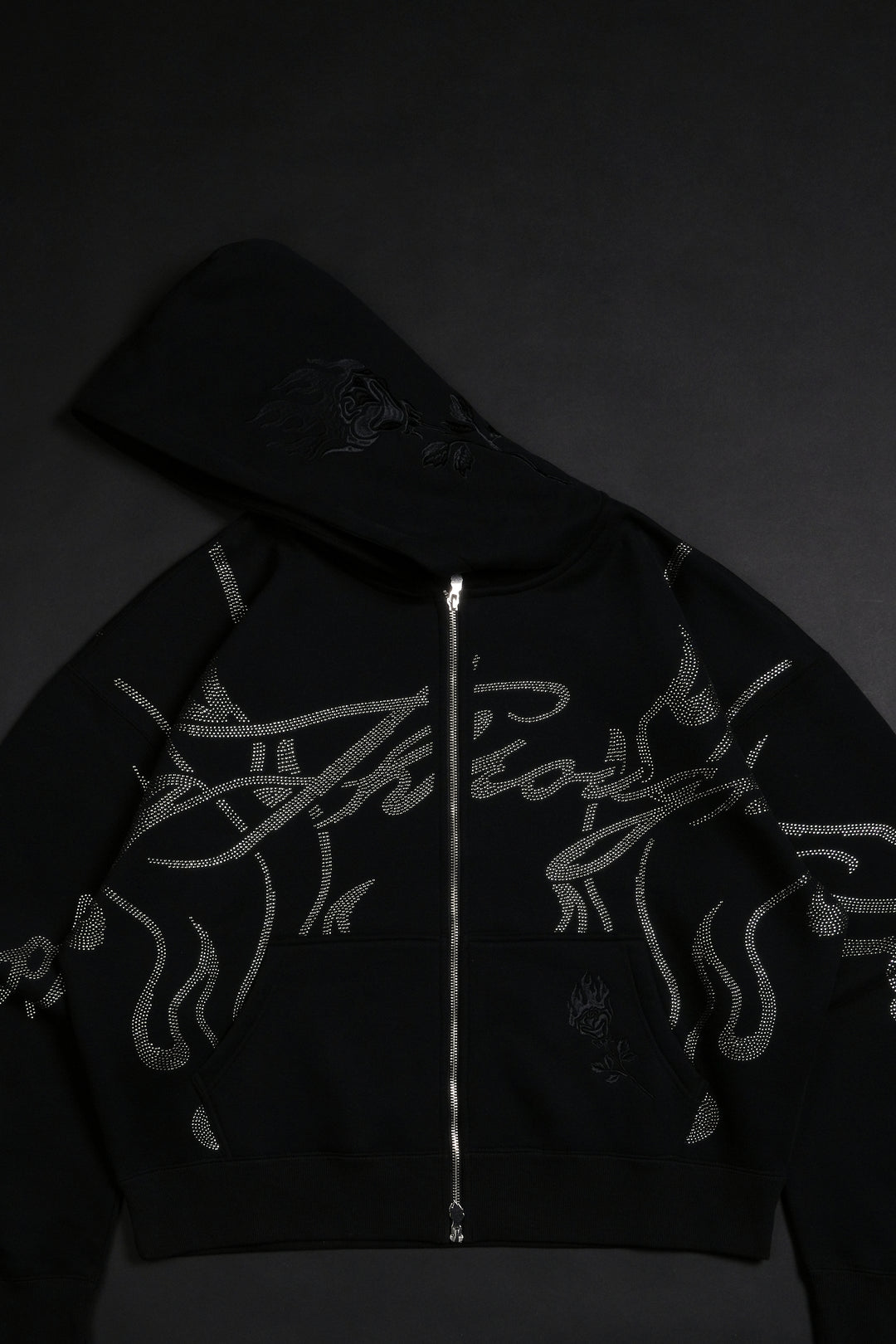 Trail Of Ashes Zip Up Hoodie in Black