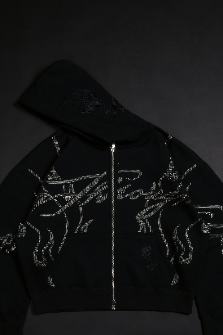 Trail Of Ashes Zip Up Hoodie in Black