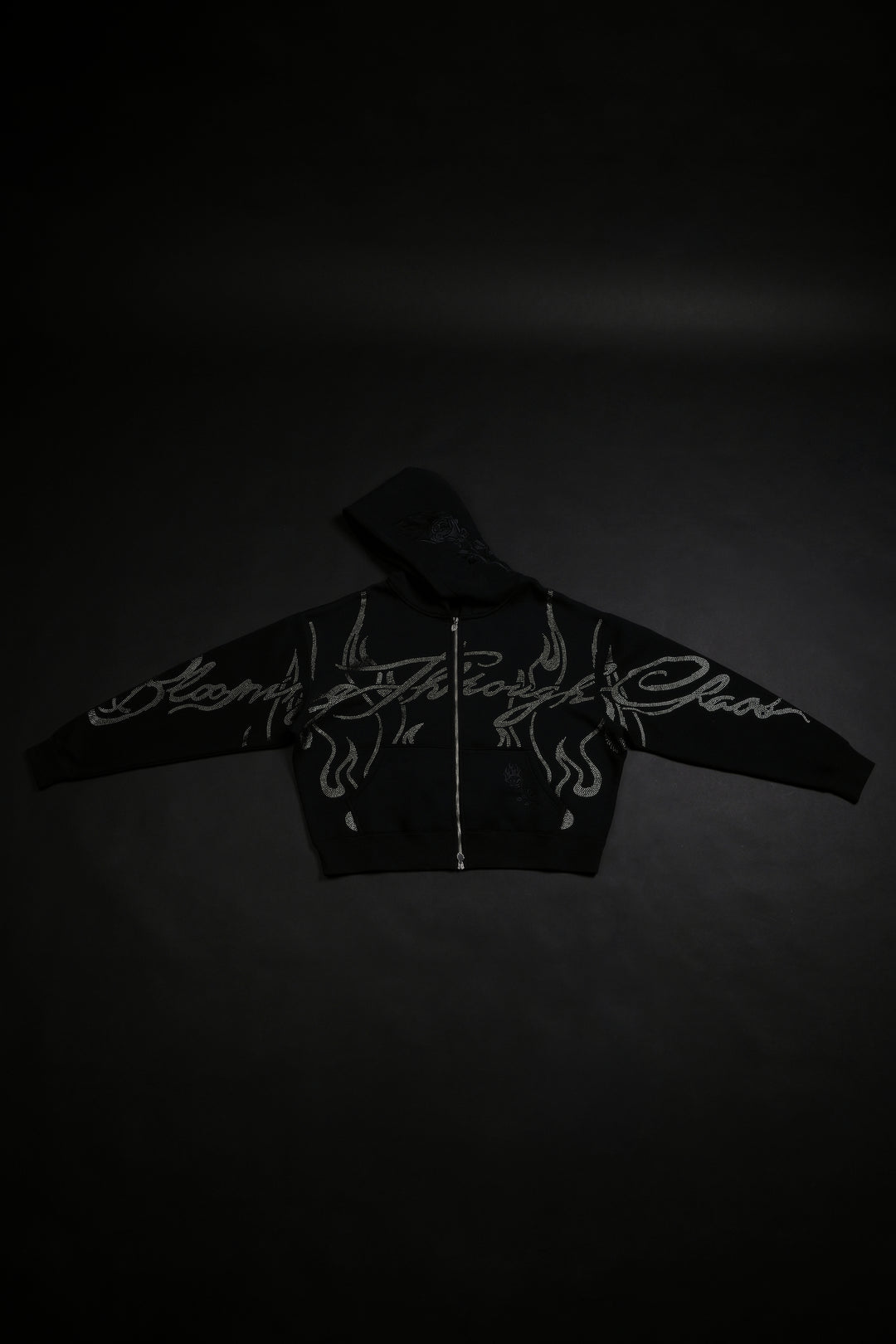 Trail Of Ashes Zip Up Hoodie in Black
