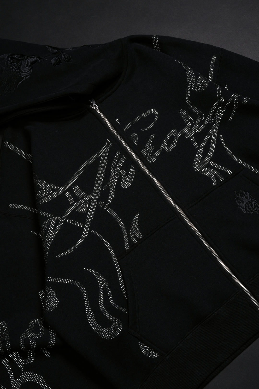 Trail Of Ashes Zip Up Hoodie in Black