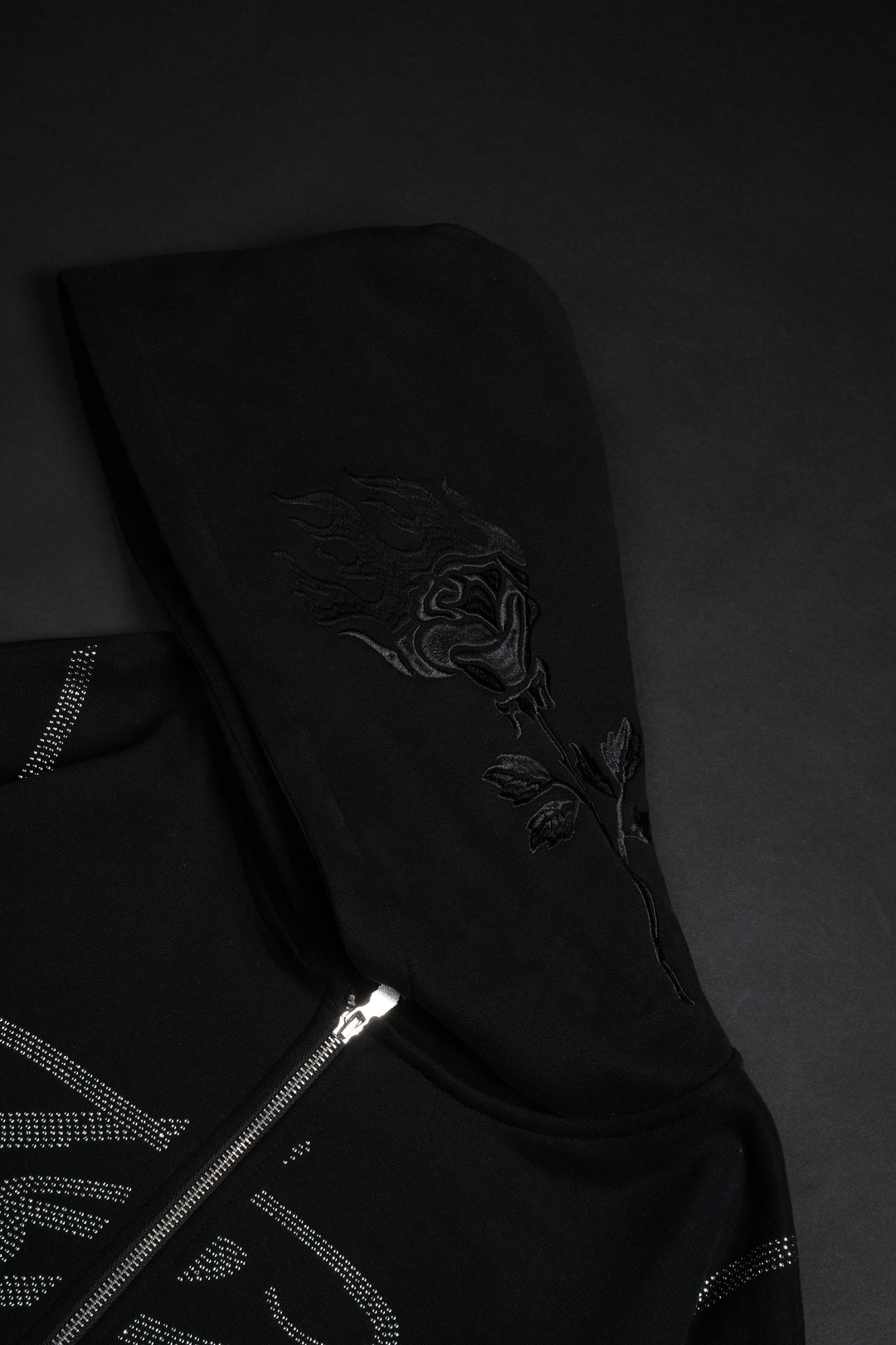 Trail Of Ashes Zip Up Hoodie in Black