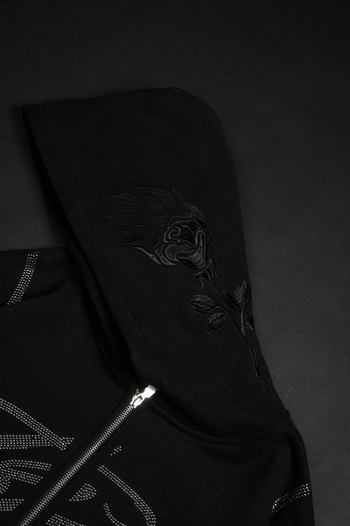 Trail Of Ashes Zip Up Hoodie in Black