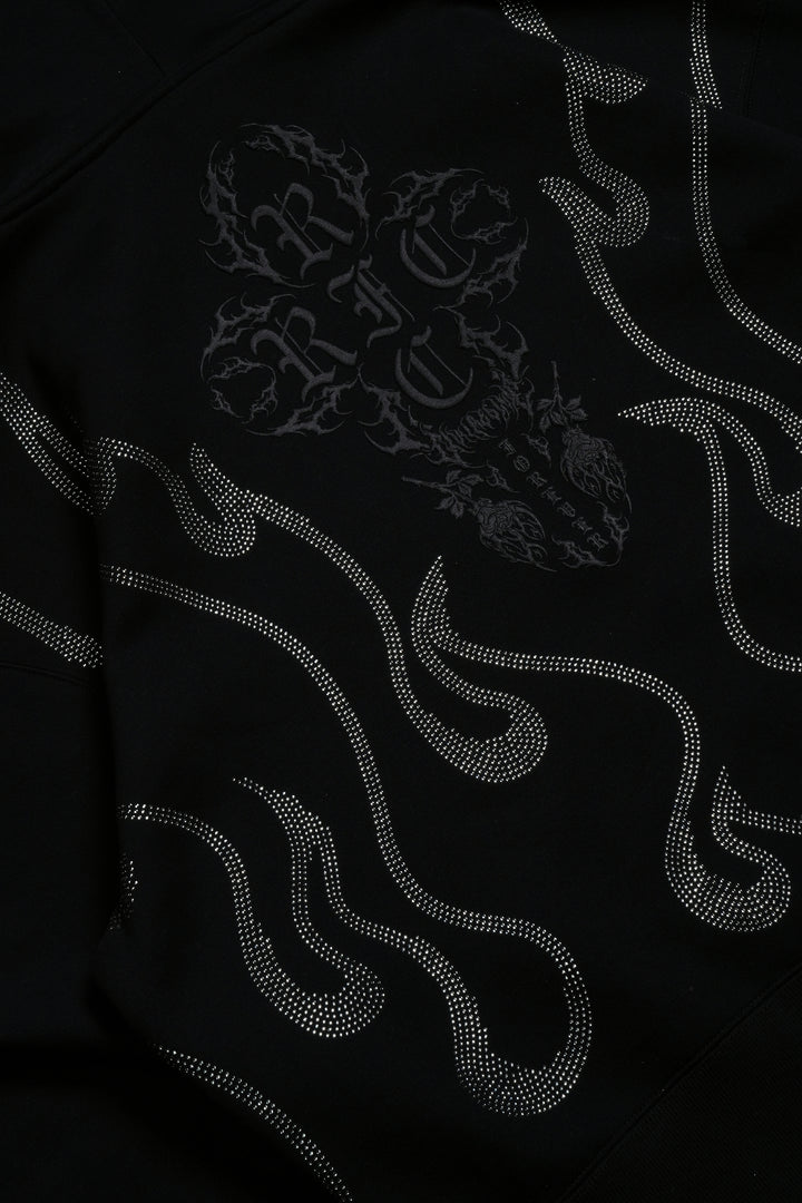 Trail Of Ashes Zip Up Hoodie in Black