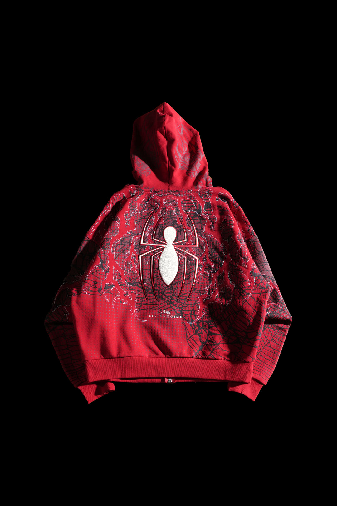 Spider-Man Web Rose Full Zip Up Hoodie in Equestrian Red
