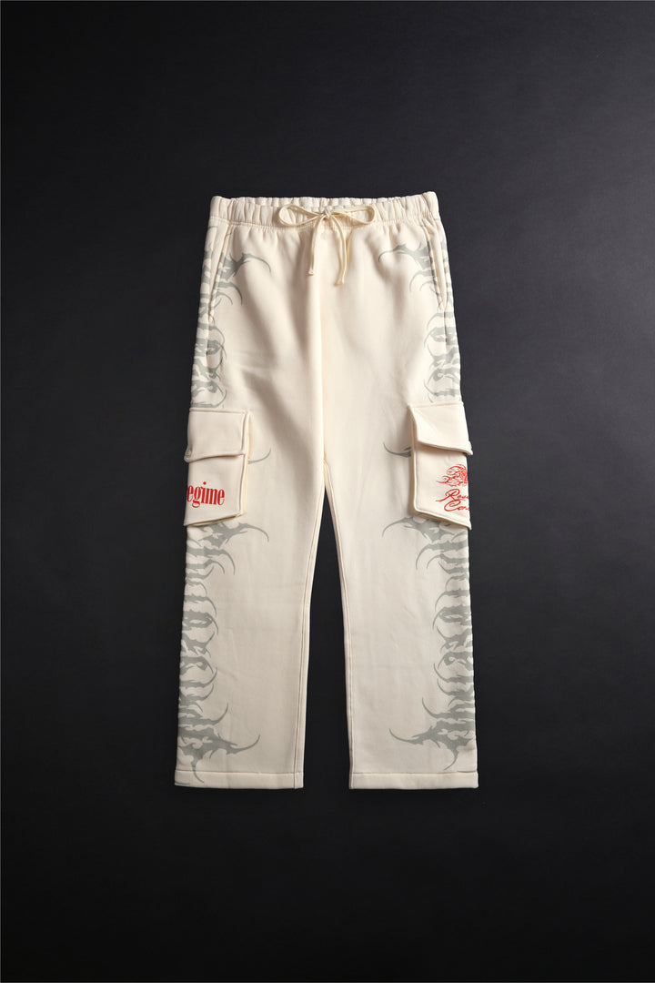 Pure Chaos Wide Leg Cargo Fleece Pants in Butter