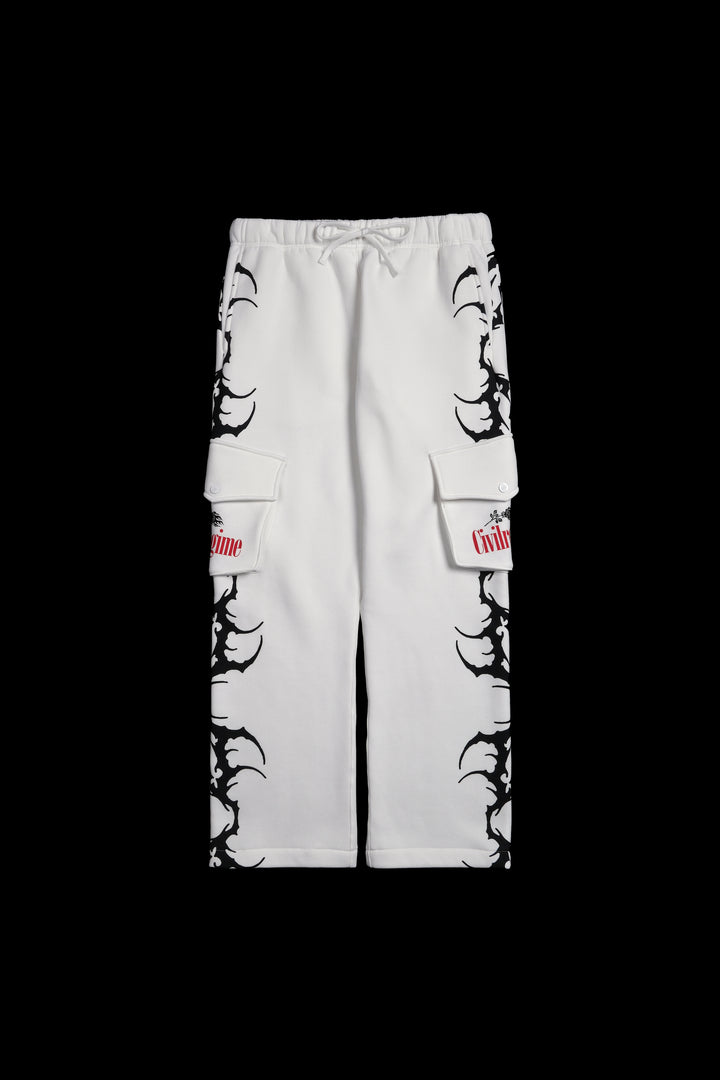 C Sigilism Wide Leg Cargo Fleece Pants in White