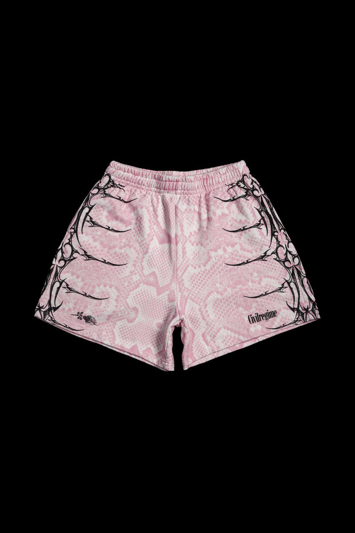 Core Brigade Baggy Shorts in Baby Pink Snake