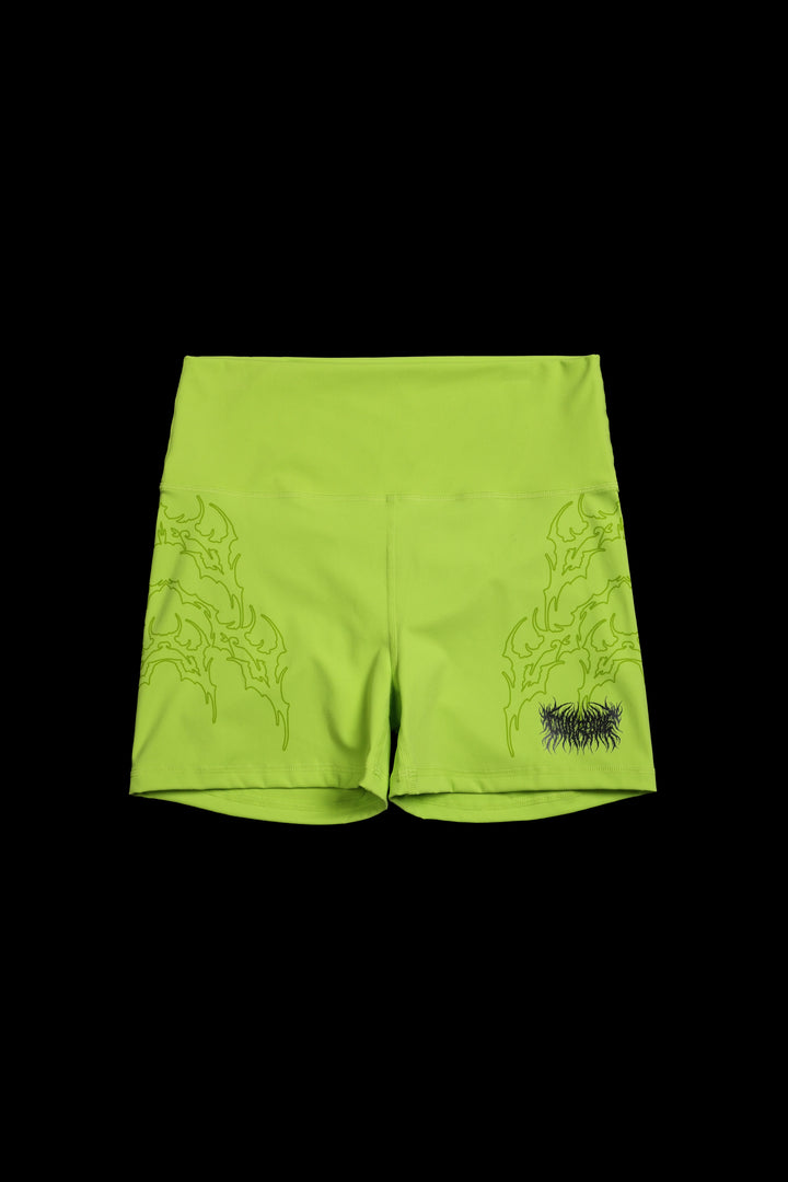 Neon Chaos Energy Bike Shorts in Acid Green