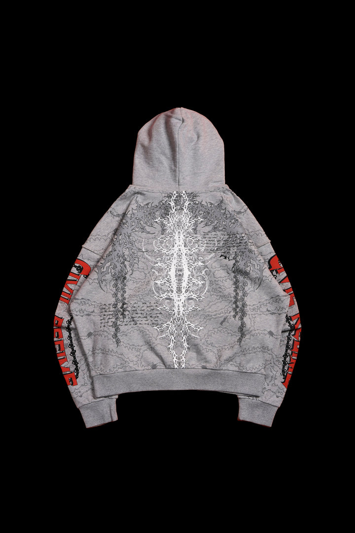 Chaos Is Policy Civil Zip Up Hoodie in Heather Gray
