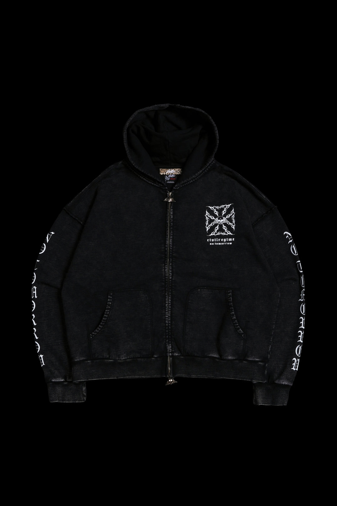 Iron Skull Civil Zip Up Hoodie in Black