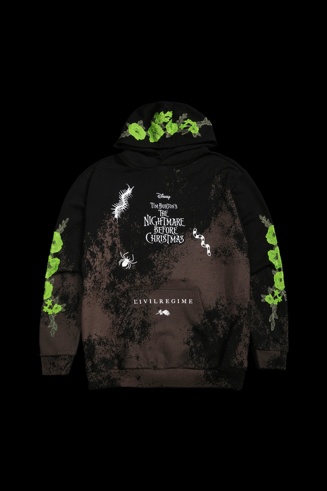 Nightmare Scare Indie Rose Hoodie in Black Mud Stain