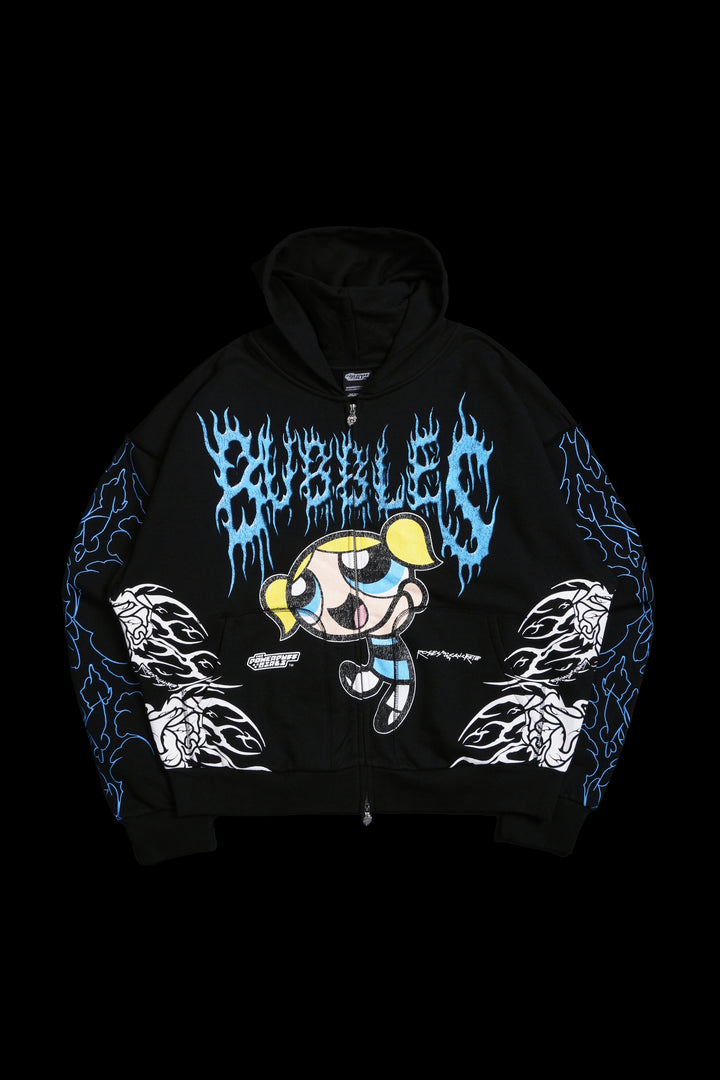 Bubbles Civil Zip Up Hoodie in Black