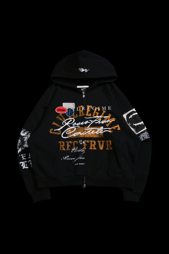 No. 08 Faith Destroy Zip Hoodie in Black