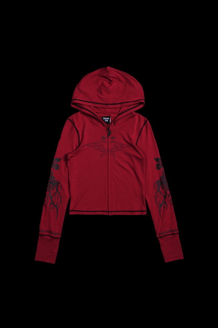 Ruby Couture Pookie Zip Up Hoodie in Burgundy