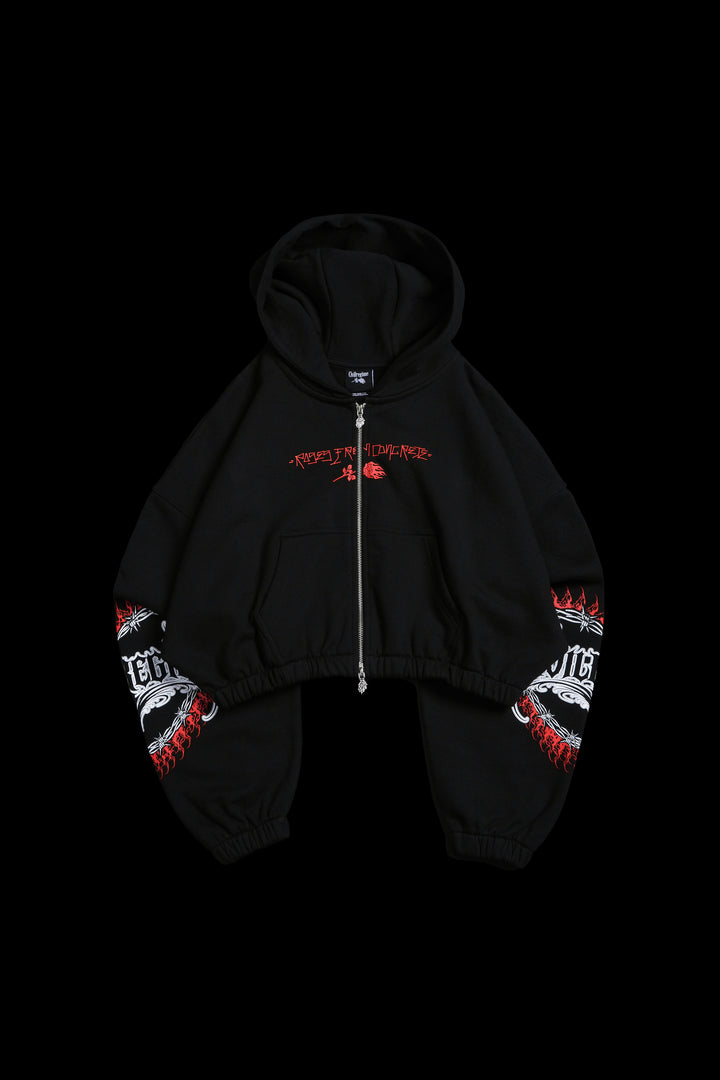 Rule Breaker Ultra Cropped Hoodie in Black