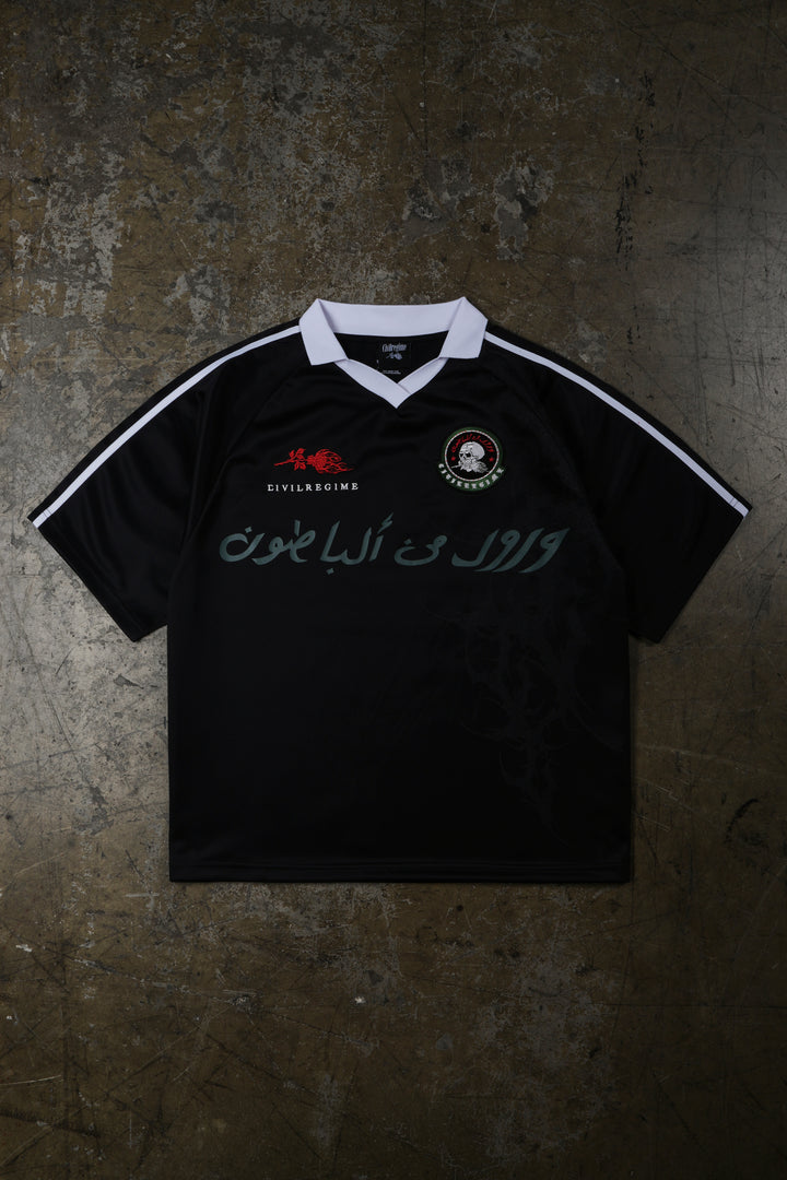 Club Civil Collar Soccer Jersey in Black/White