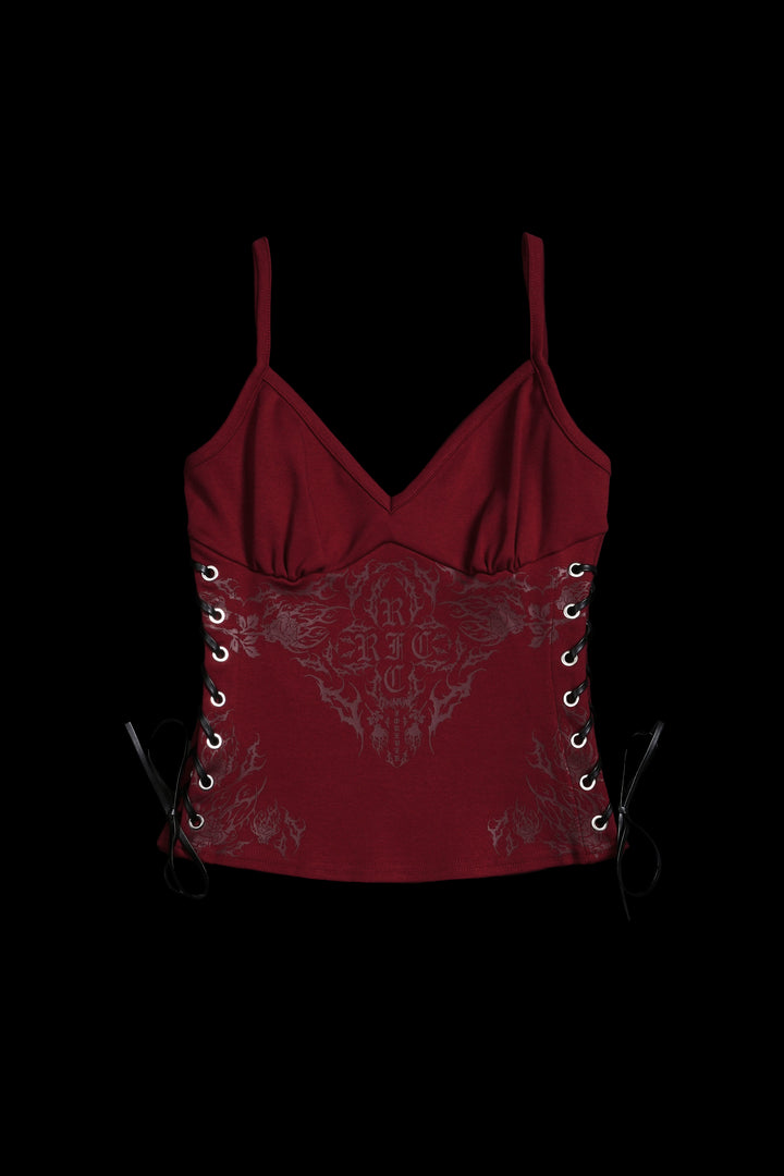 Rose Amore Laced Up Rose Tank in Radiant Red