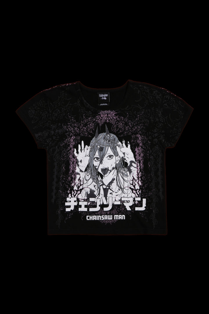 Angelic Threat Baby Tee in Black