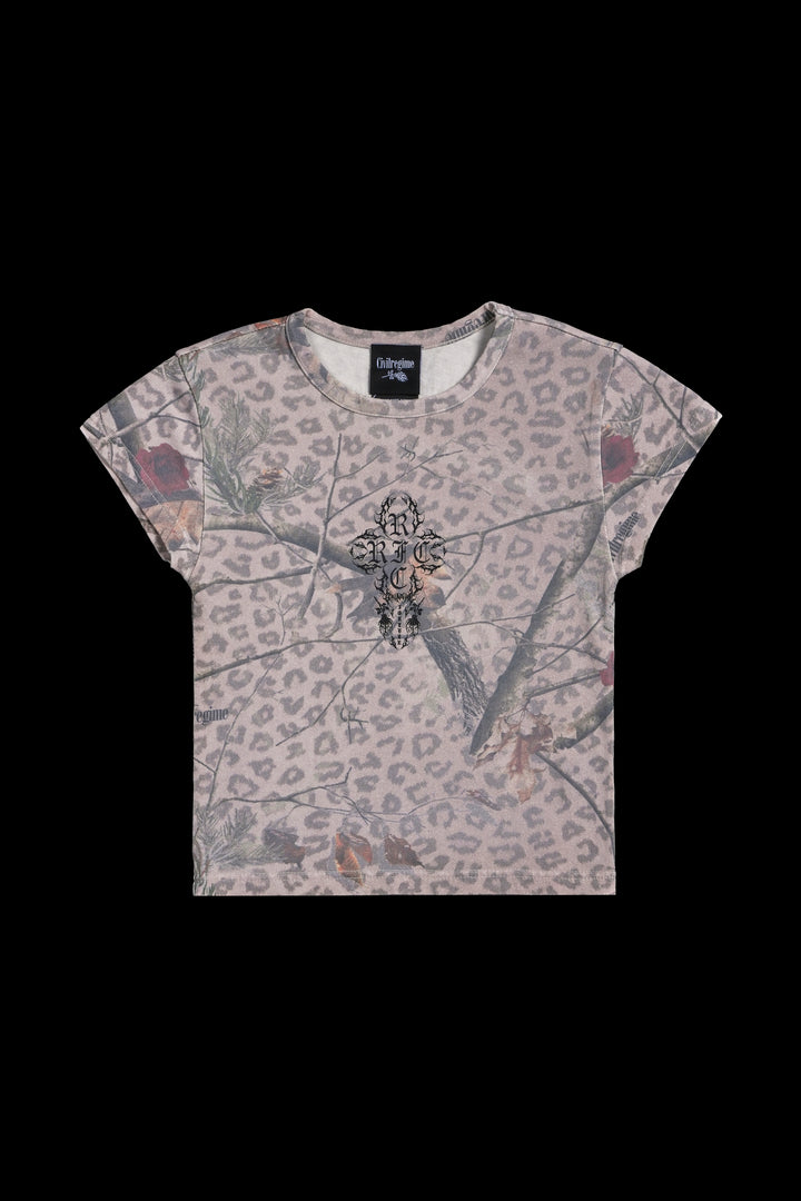 Concrete Sin Baby Tee in Sun Wash Real Leopard Camo