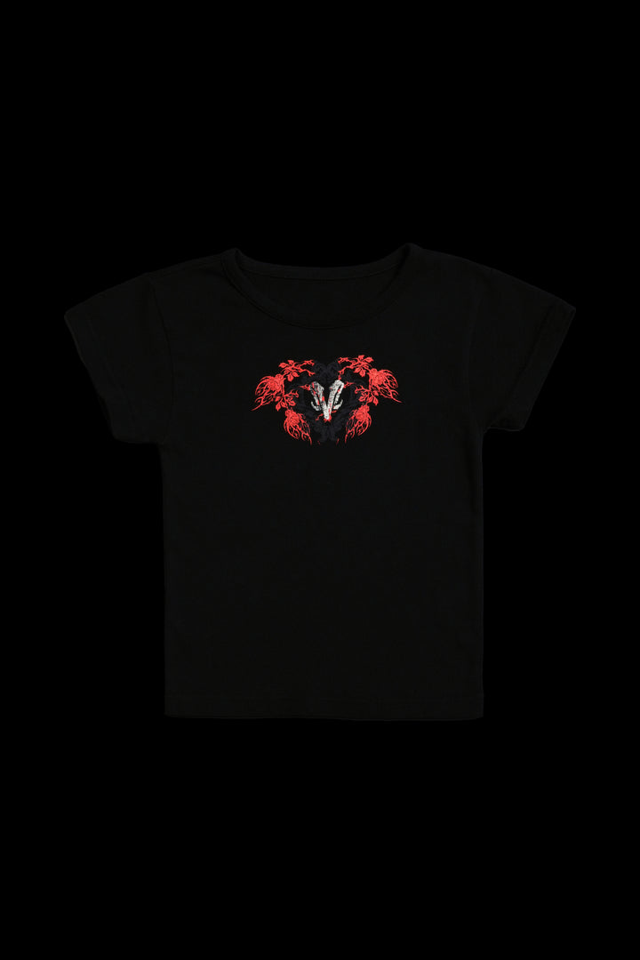 The Red Reign Baby Tee in Black