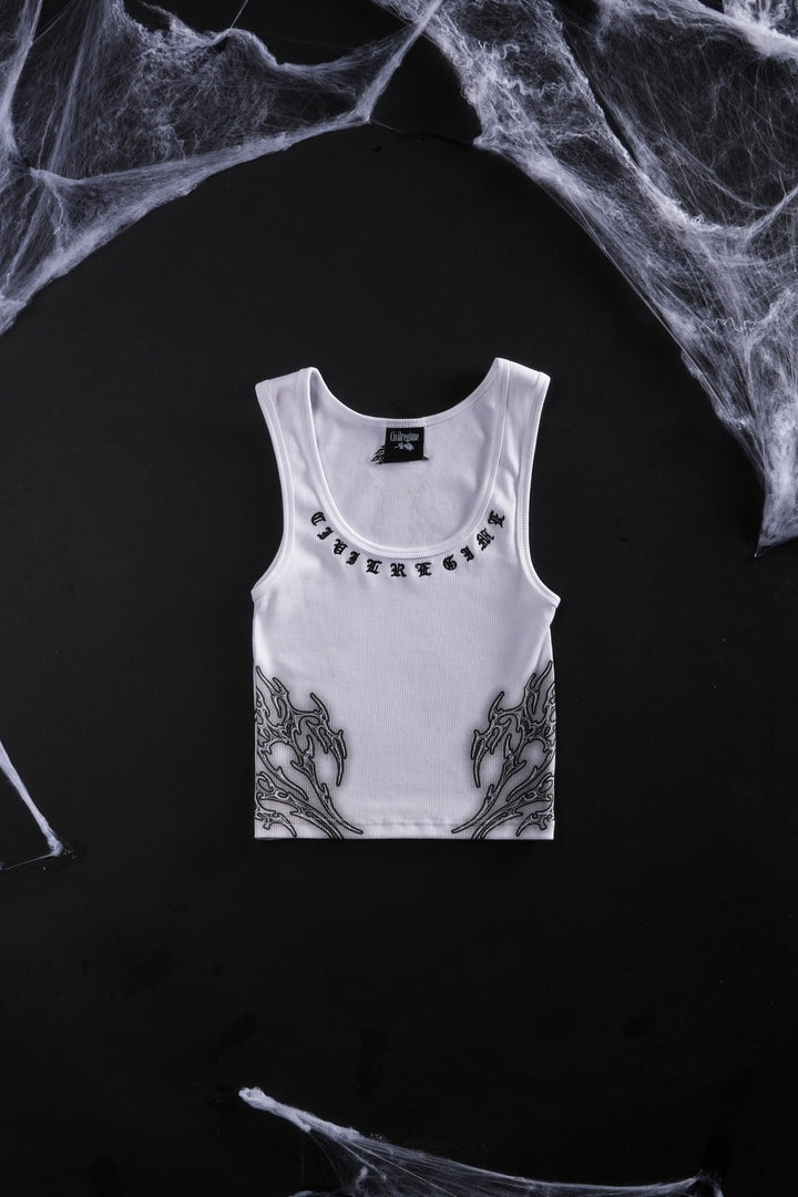 Nightfall Cropped Ribbed Tank in White