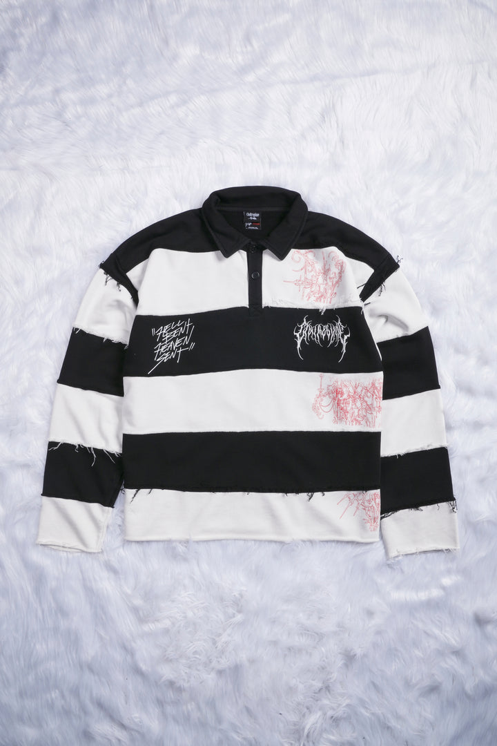 Faint Of Heart Rugby Shirt in Black/White