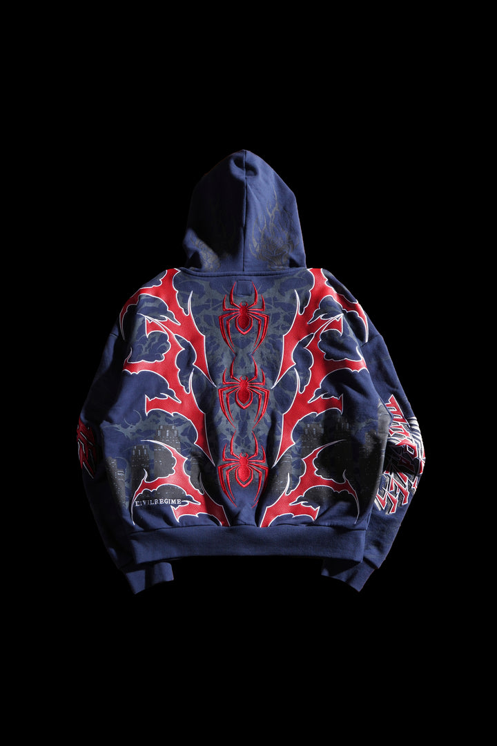 Miles Morales Full Zip Up Hoodie in Slate Blue
