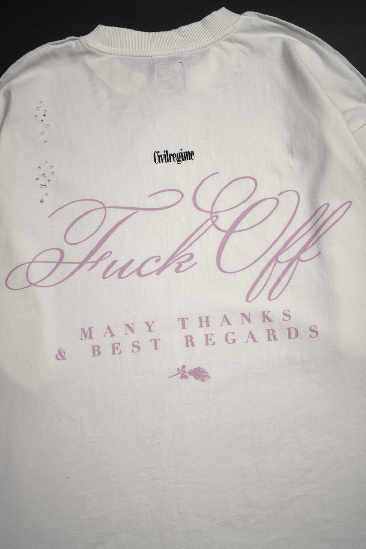 F*ck Off Distressed FMR Tee in Butter