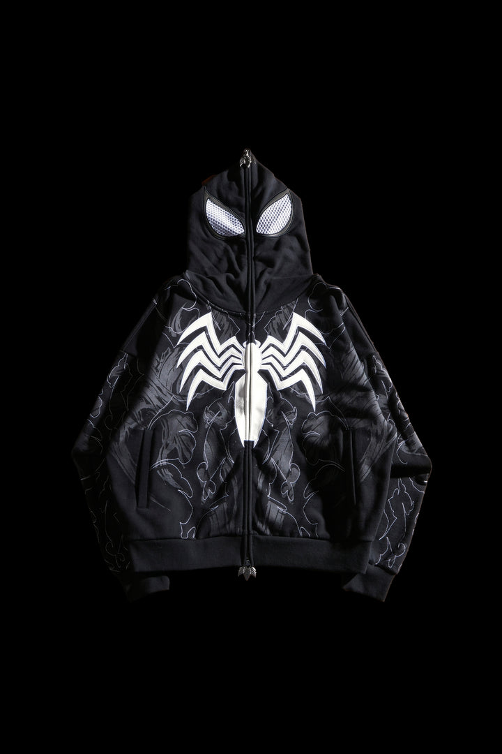 Symbiote Surge Full Zip Up Hoodie in Black