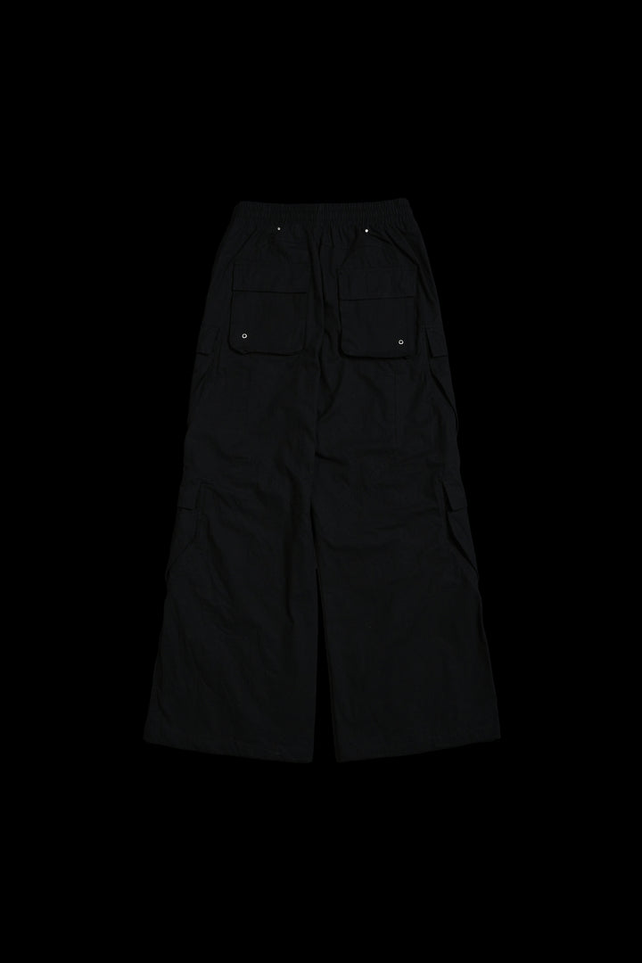 Fallen Rose Ultra Wide Leg Cargo Pants in Black