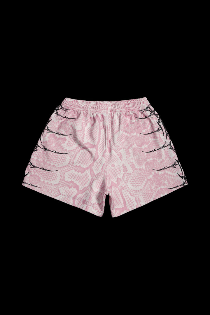 Core Brigade Baggy Shorts in Baby Pink Snake