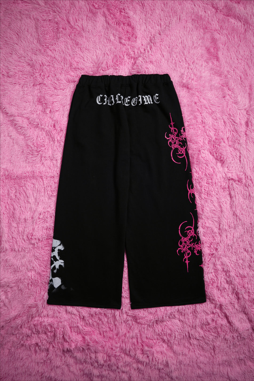 Petal With A Problem Ultra Lowrise Wide Leg Fleece Pants in Black