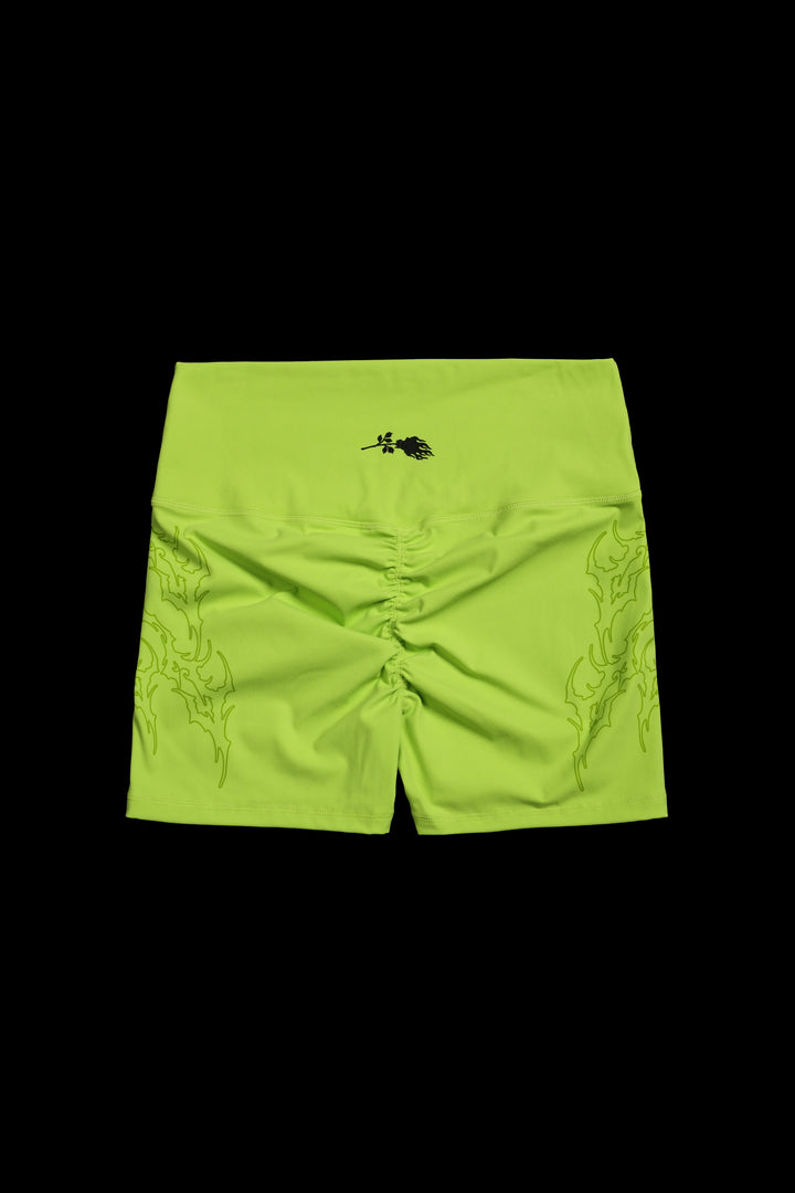 Neon Chaos Energy Bike Shorts in Acid Green