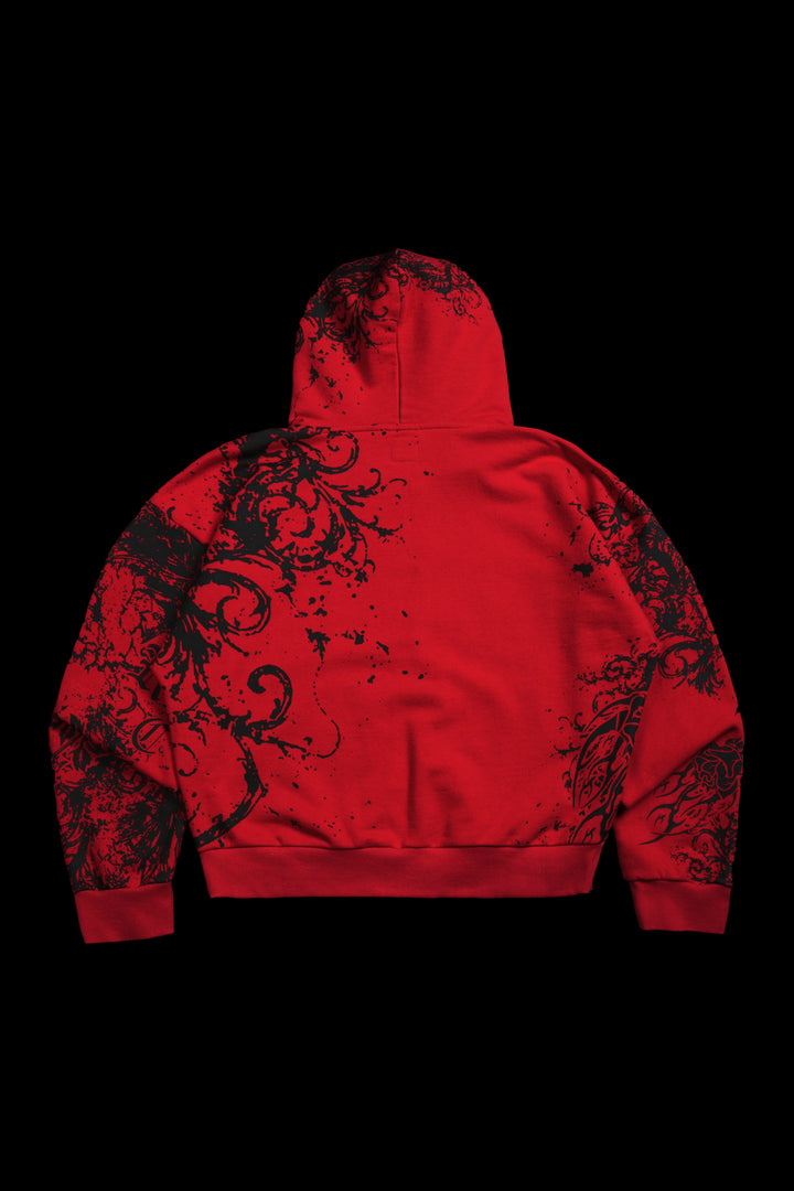 Ancient Ones Civil Zip Up Hoodie in E-Red