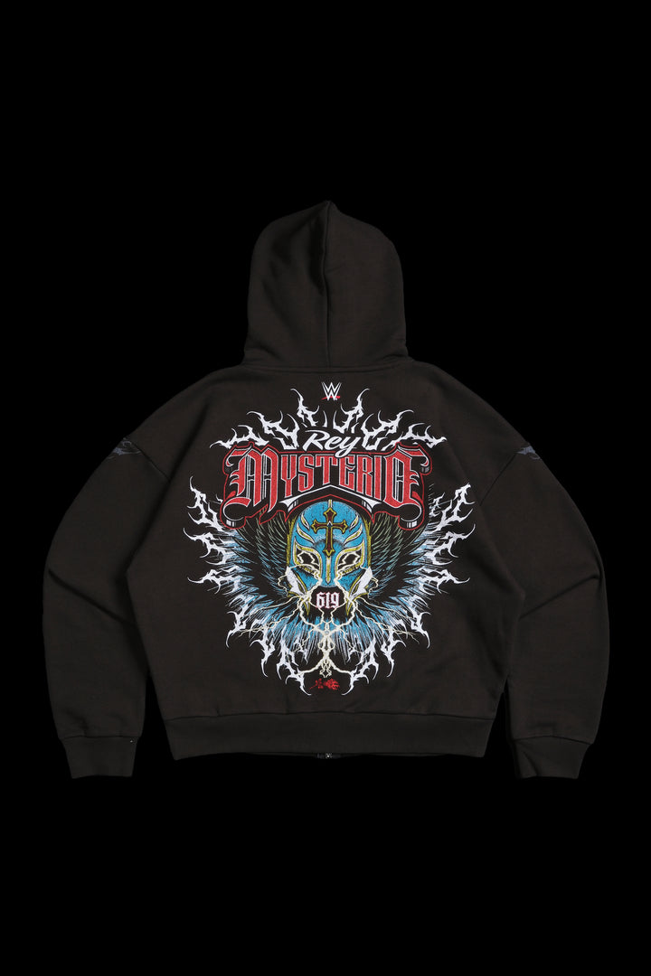 Rey Serpiente Civil Zip Up Hoodie in Pigment Wash Brown