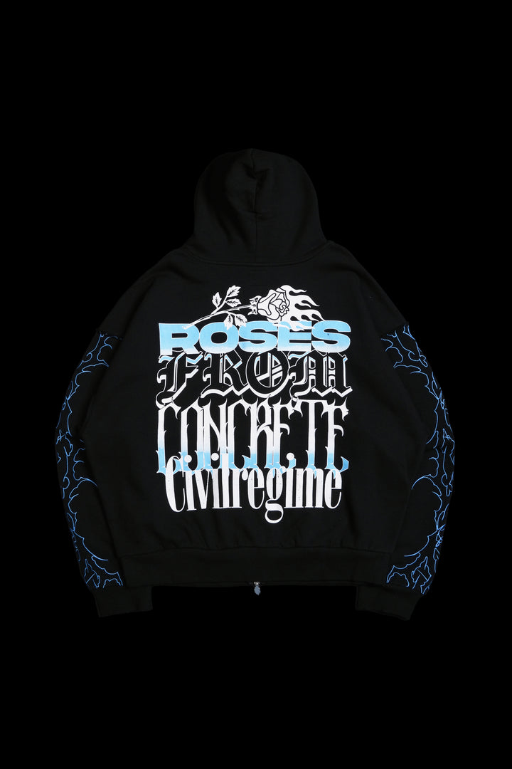 Bubbles Civil Zip Up Hoodie in Black