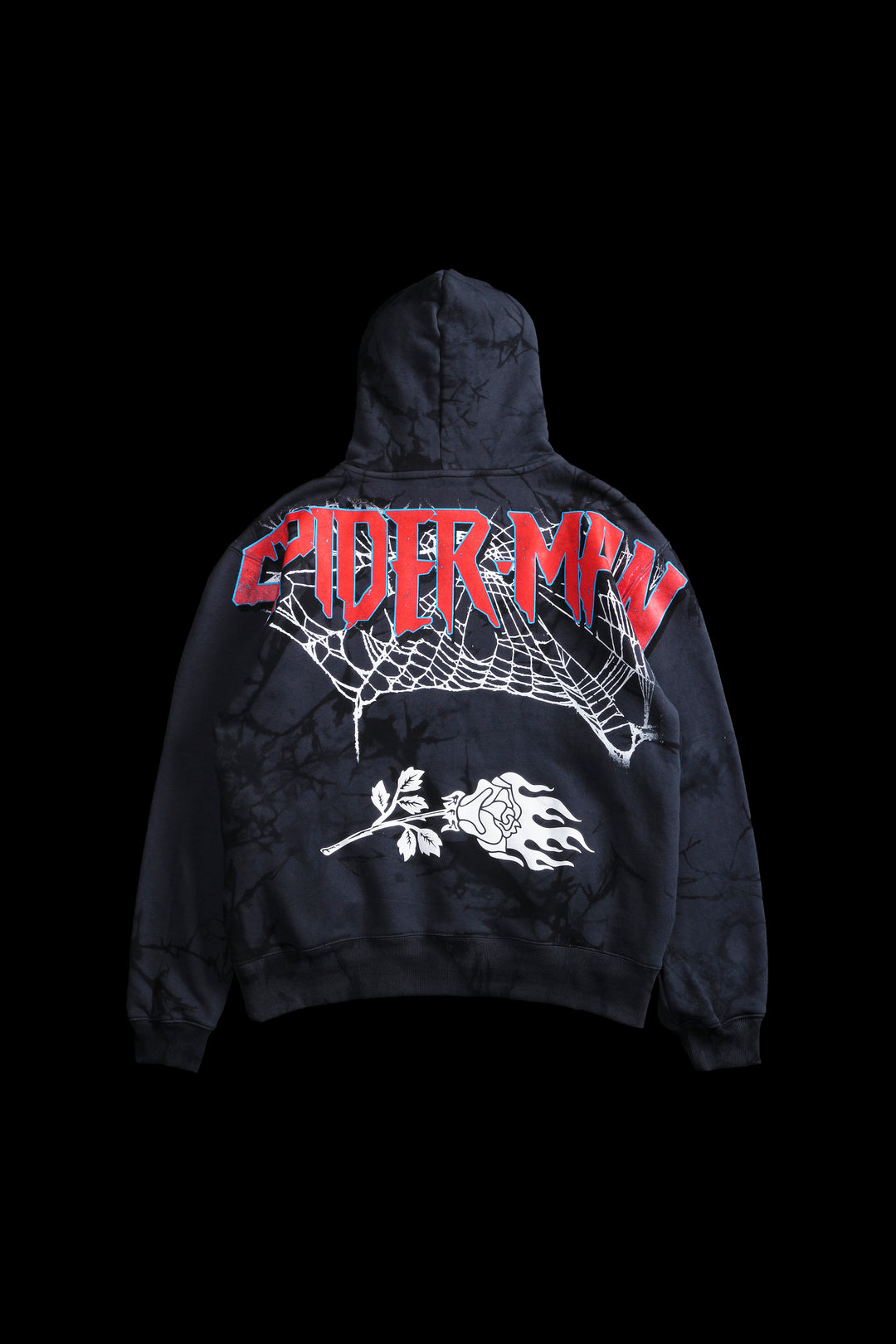 Zombie Spiderman Chaos Hoodie in Noir Wash