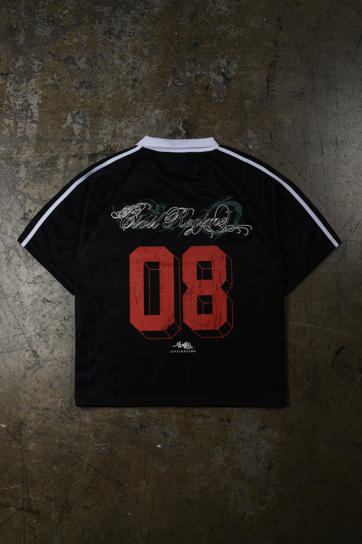 Club Civil Collar Soccer Jersey in Black/White